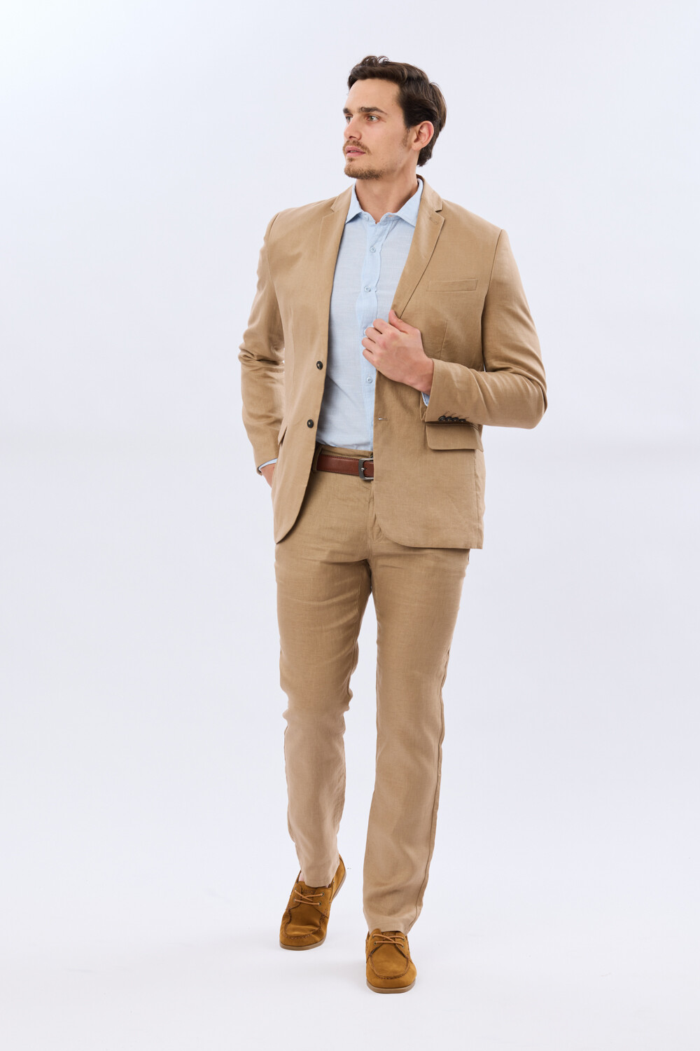 PANTALON CLÁSICO DE LINO Tostado