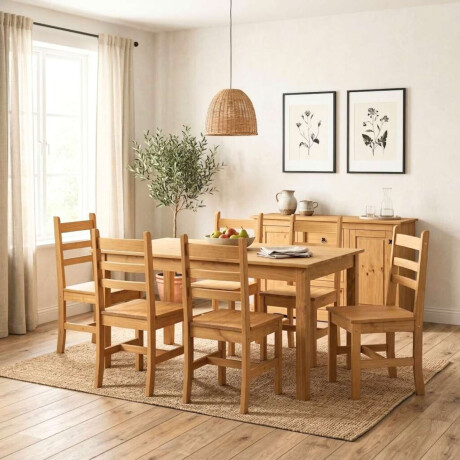 Juego De Comedor Lucia Plus 6 Sillas Madera Natural