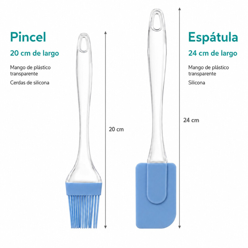 Pincel y Espátula en Silicona Celeste
