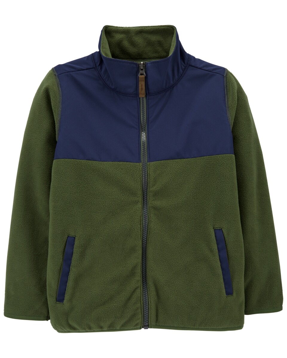 Campera de micropolar, diseño colorblock 