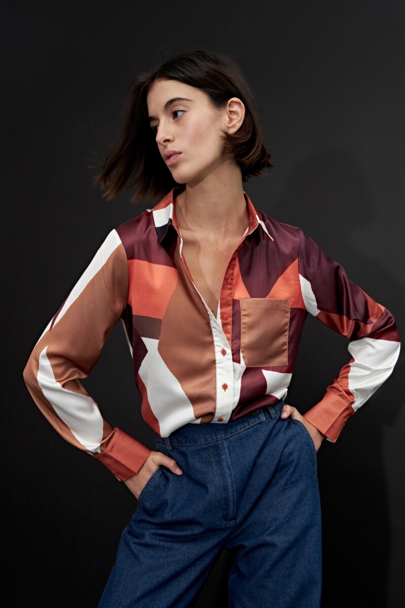 Camisa con estampa abstracta - lacre 