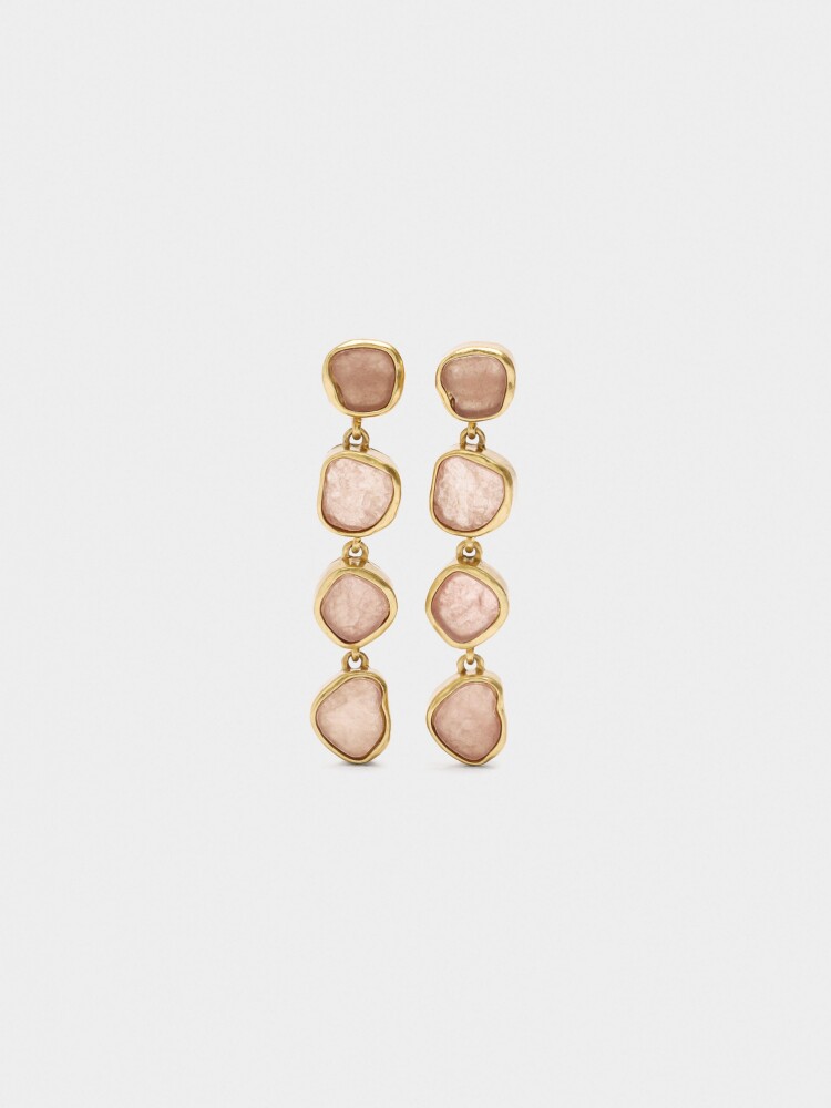 Pendientes Largos De Piedras rosa