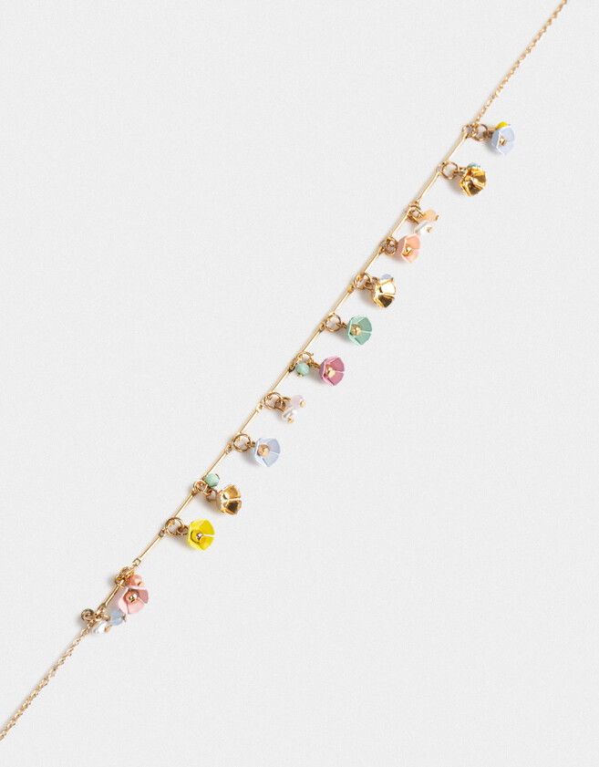 Collares Cortos Con flores Collar Corto Multidijes Florcitas - Dorado
