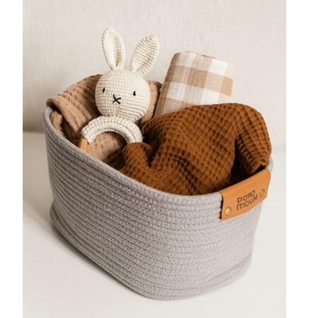 CESTO ORGANIZADOR DE ALGODON CON ASA 45X30X22CM GRIS CESTO ORGANIZADOR DE ALGODON CON ASA 45X30X22CM GRIS