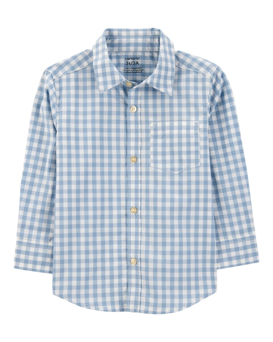 Camisa de algodón, manga larga, diseño a cuadros 