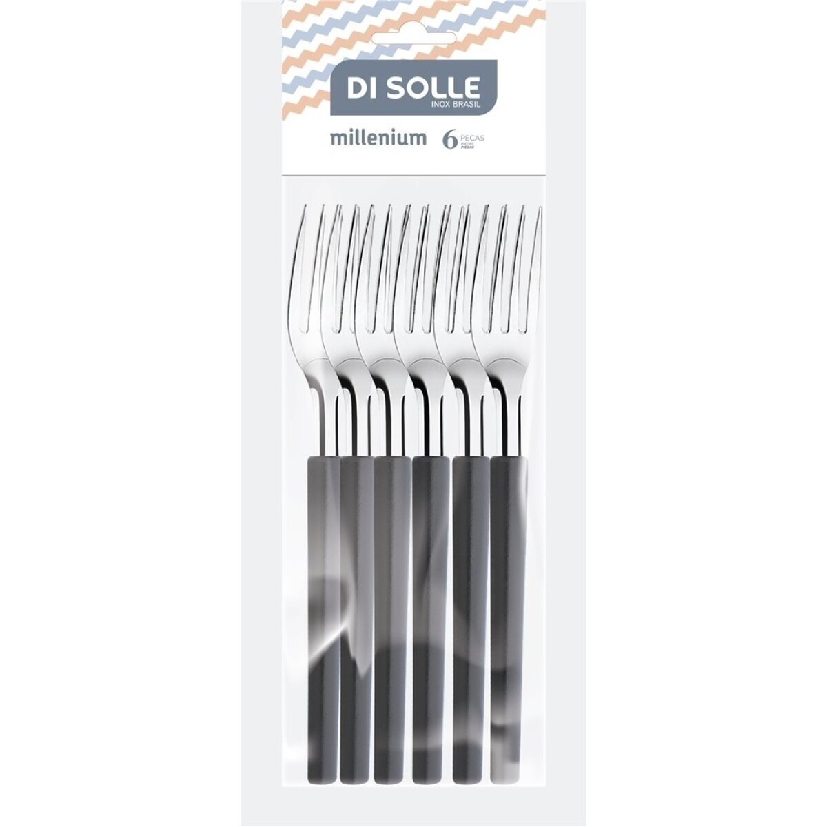 SET 6 TENEDOR MESA 19.8CM M/NEGRO MILLENIUM 