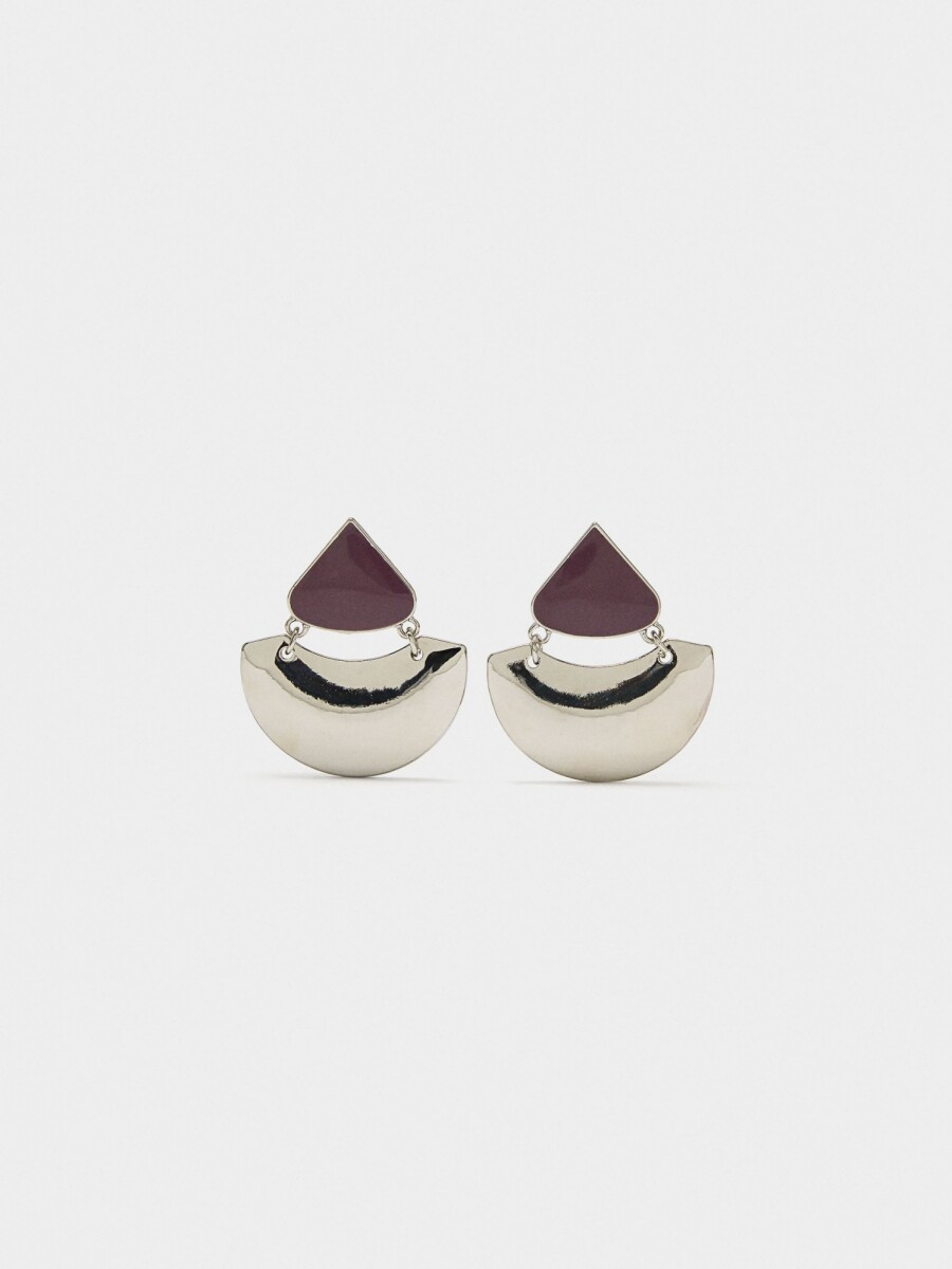 Pendientes Largos De Esmalte burdeos