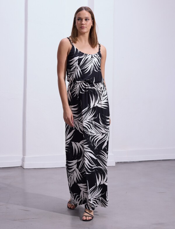 Vestido Maxi Bretel Metal NEGRO/BLANCO