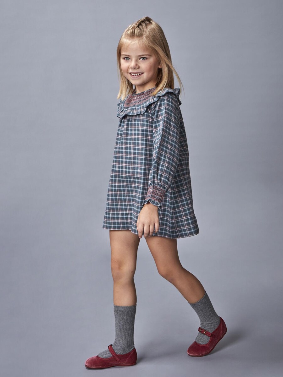 Vestido De Cuadro Petroleo