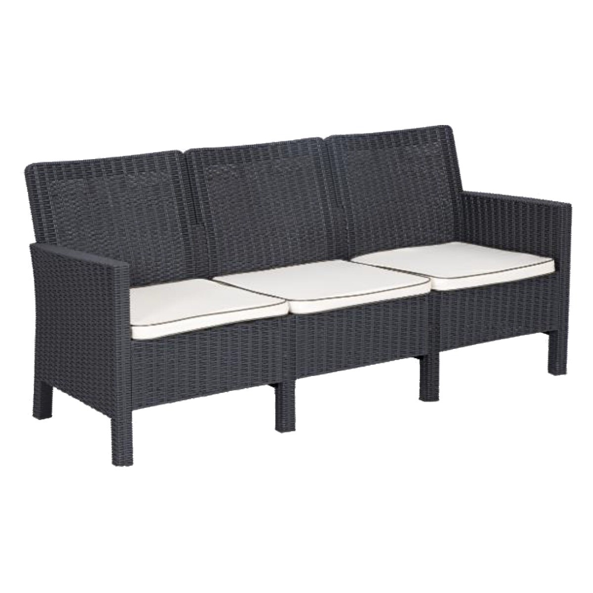 Sofá NOVA exterior resina simil ratan 3 asientos 3 almohadones 