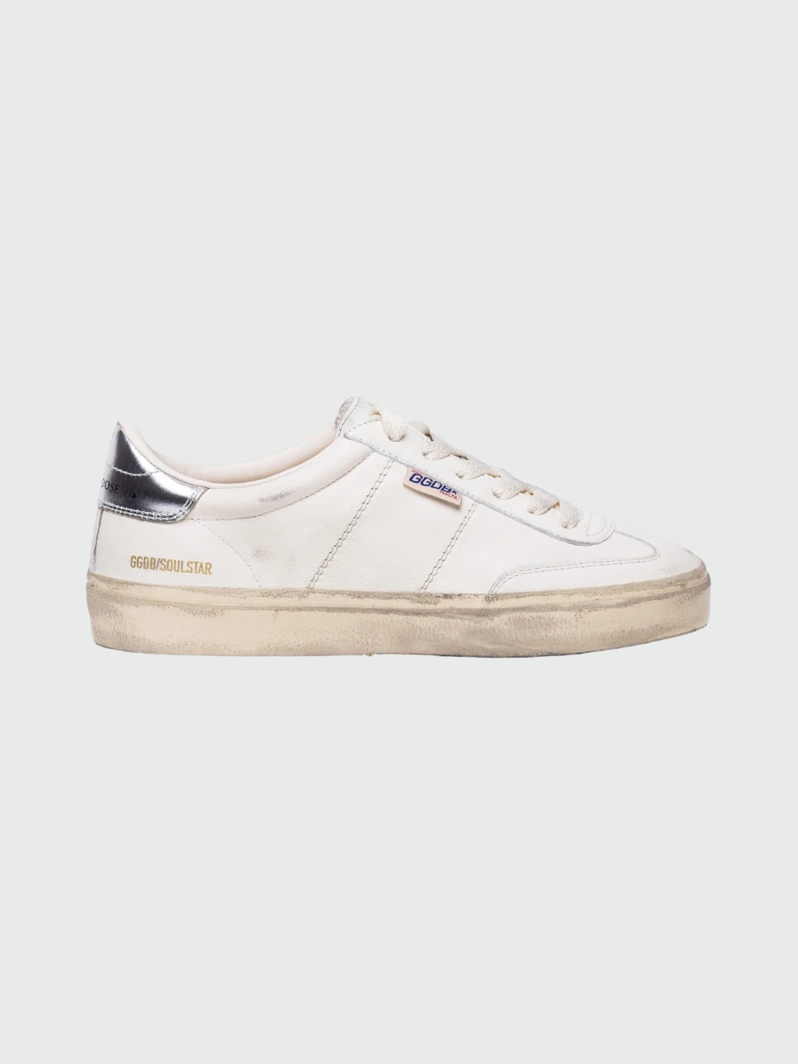 Golden Goose-Championes de cuero acordonados, Soul star Blanco