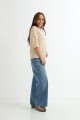 Sweater manga 3/4 cuello V BEIGE