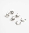 Set Anillos Y Argollas Metal Plateado Rodio