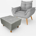 Juego De Living Sillón con puff Gris