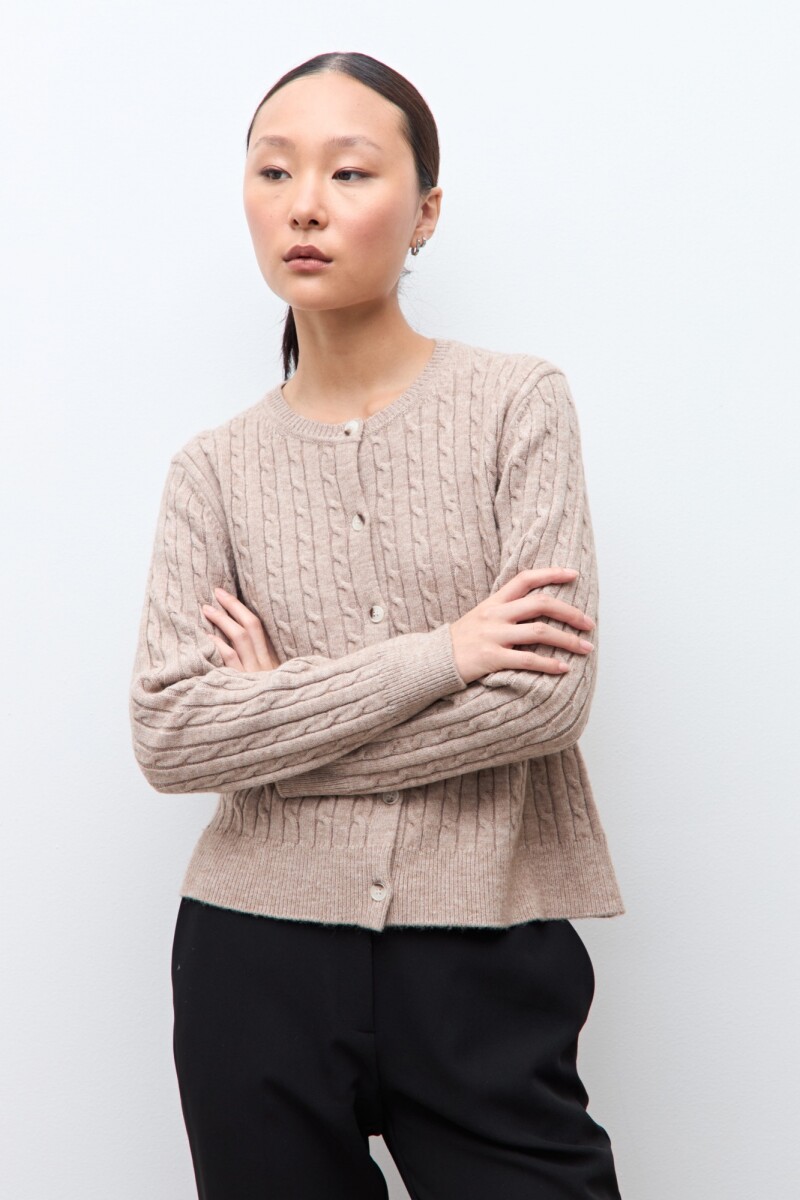 Cardigan abotonado estructuras tostado melange