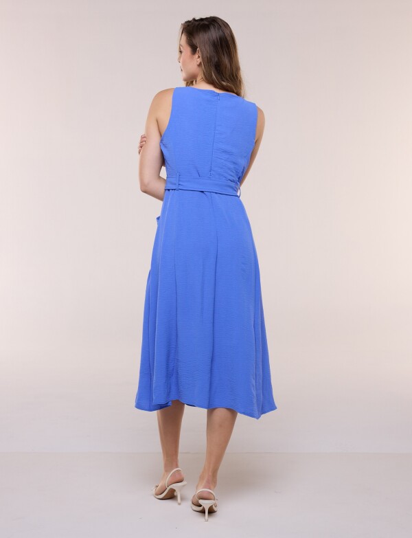Vestido Midi Con Cinto CELESTE OSCURO