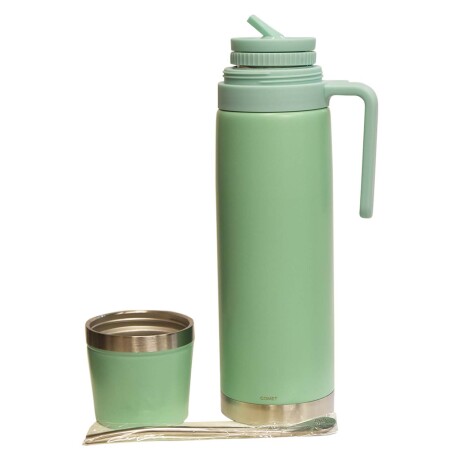 Termo Comet en Acero Inoxidable 1Lt con Tapa Mate y Bombilla Verde Claro