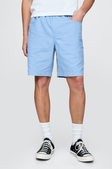 Short De Lino Con Elástico Hombre Blue Suede