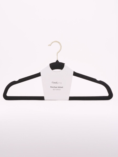 PERCHA VELVET NEGRO SET X 5 PCS NEGRO