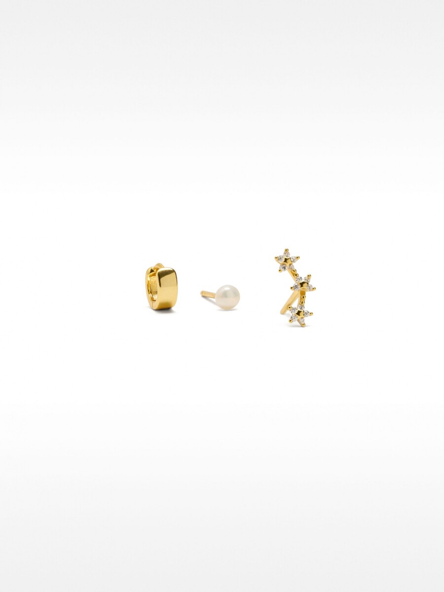 Set De Pendientes Com Circonitas - Plata De Ley 925 dorado