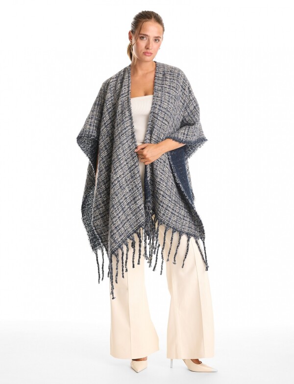 Ruana Tweed Flecos AZUL/MULTI