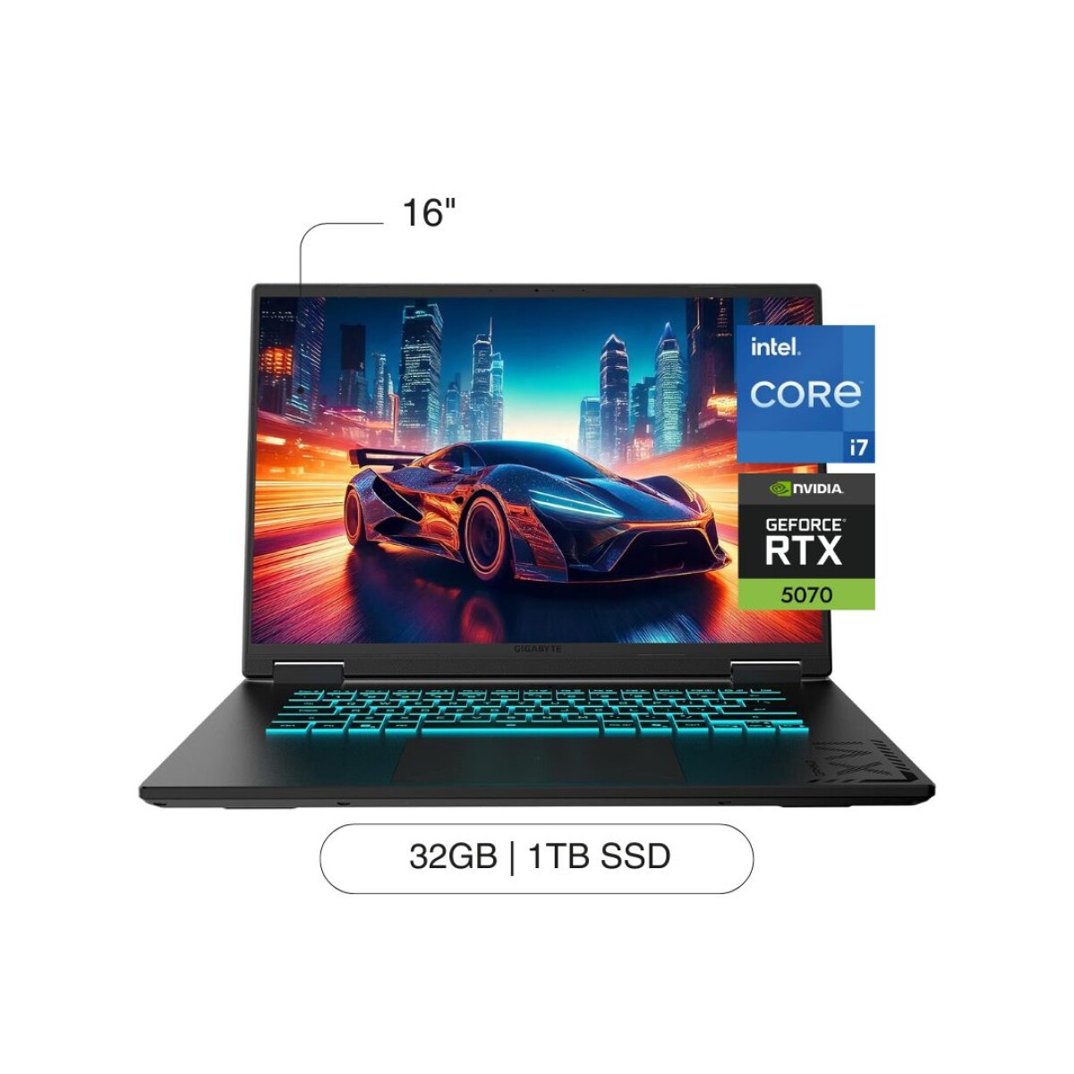 Notebook GIGABYTE A16 16' WUXGA 1TB / 32GB RAM Intel Core I7-13620H RTX5070 De 8GB 
