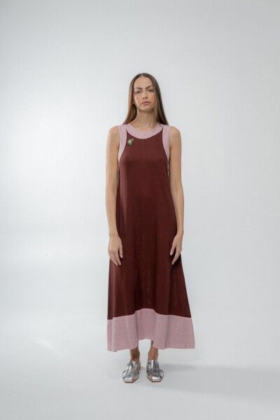 VESTIDO ACAI LONG SS24 Marron Y Ros