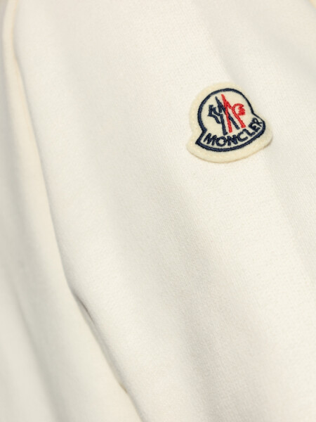 Moncler - Sudadera de Algodón con Logotipo Bordado Blanco