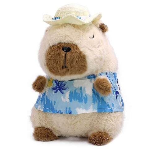 Peluche Capibara con Ropa y Acs Temáticos Vacaciones Color Azul