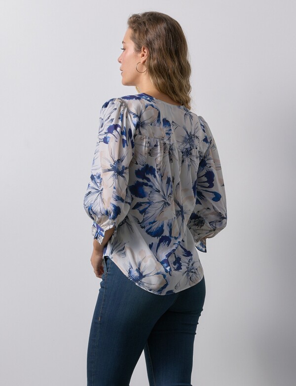 Blusa Botones BLANCO/AZUL