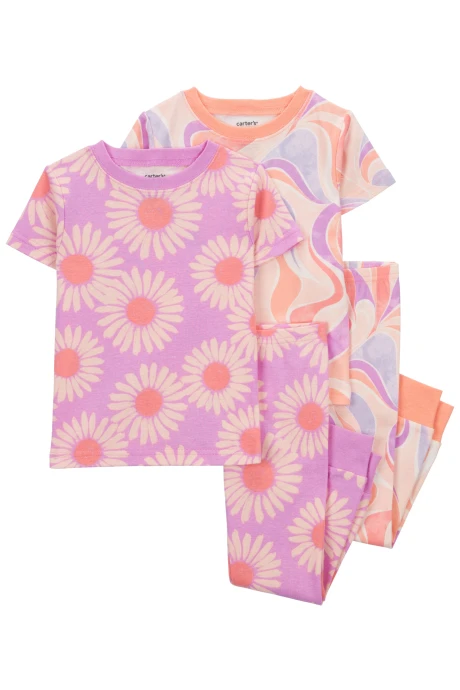 Pijama cuatro piezas de algodón, dos pantalones y dos remeras, estampados. Talles 2-5T Pijama cuatro piezas de algodón, dos pantalones y dos remeras, estampados. Talles 2-5T