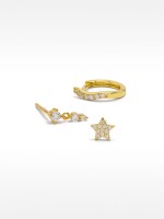 Set De Pendientes Con Circonitas - Plata De Ley 925 dorado