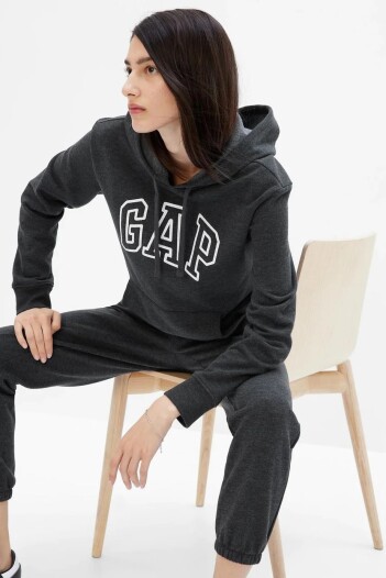 Canguro Con Felpa Logo Gap Mujer Charcoal Heather