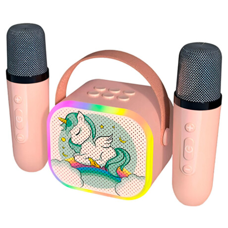 Set Micrófono X2+parlante P/niña Karaoke Unicornio Rosa
