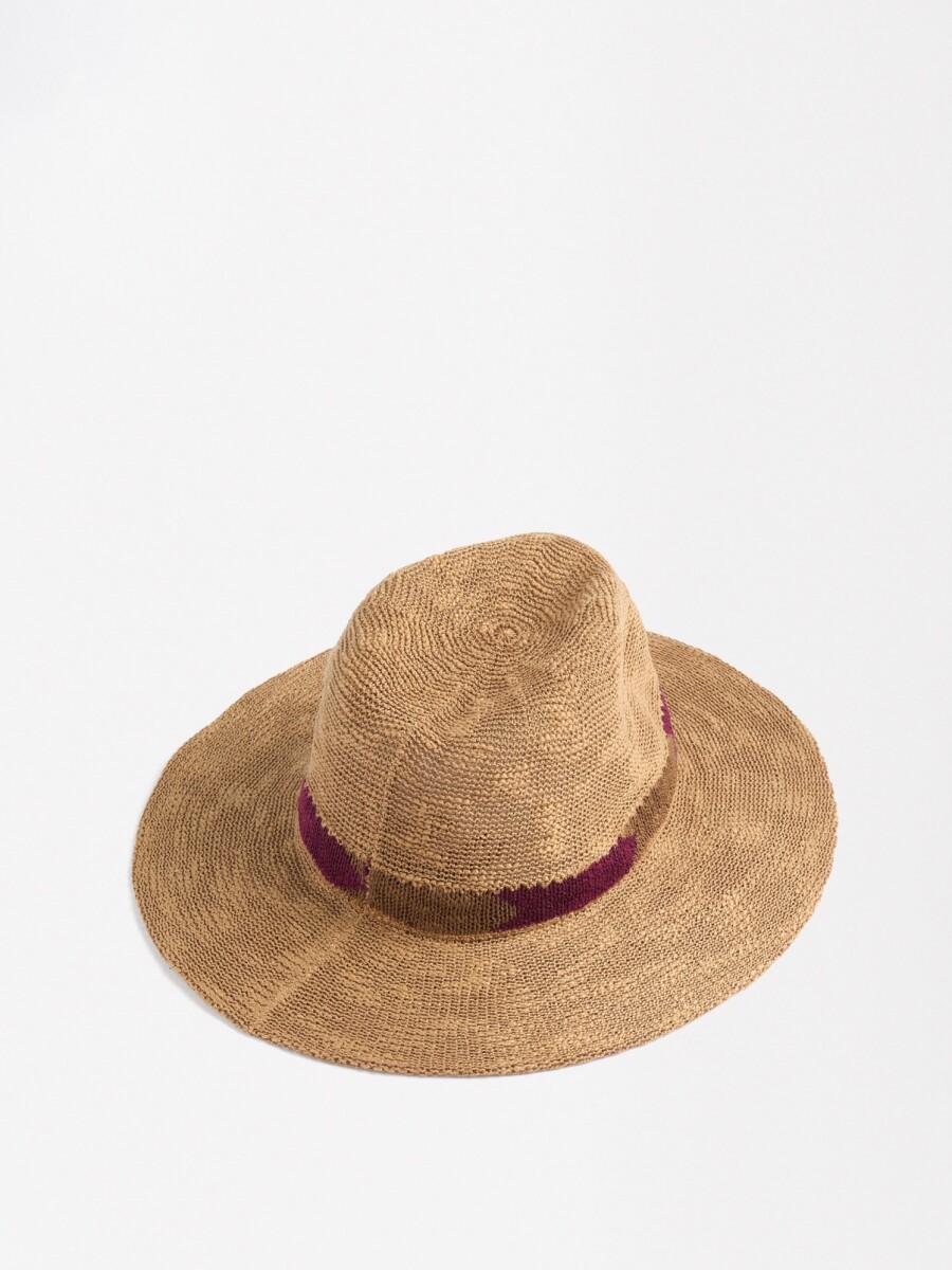 Sombrero De Punto Con Detalle Decorativo natural