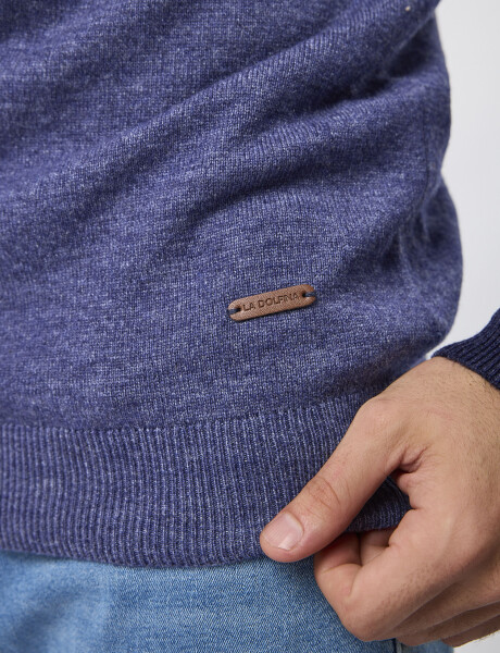 Sweater tejido con cierre azul marino