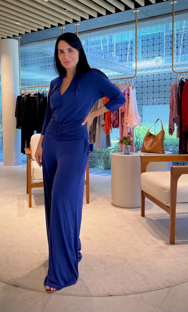 Mono manga 3/4 con faja Sonia - Azul 