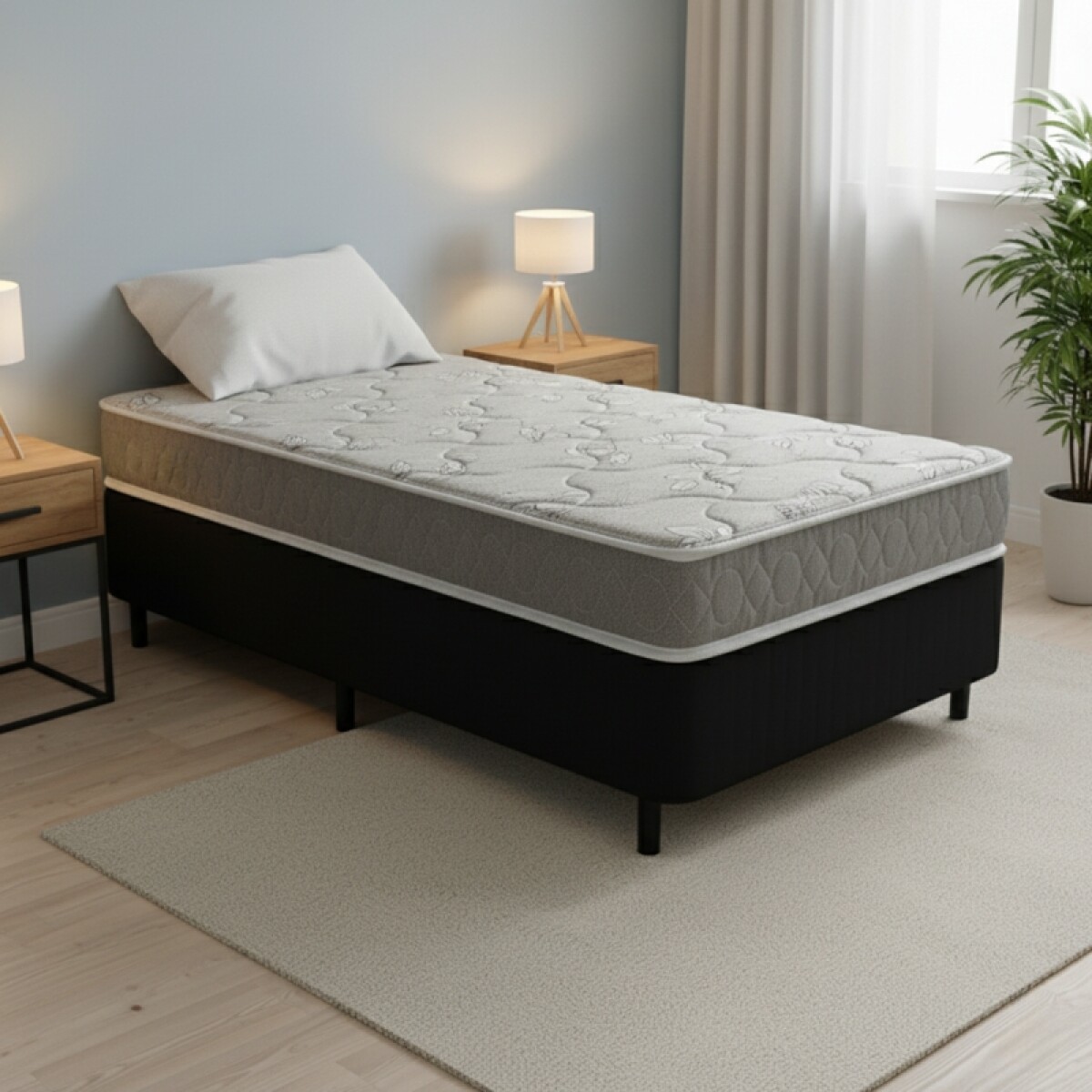 Sommier SANTIAGO -1 Plaza - Espuma Densidad Media - Hasta 100 Kg 