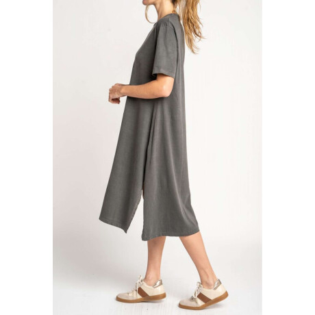 Vestido Algodón Midi Gris Oscuro