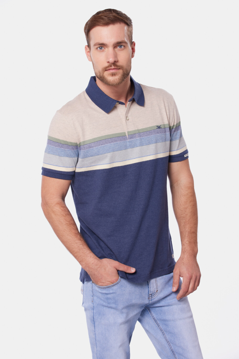 REMERA POLO JERSEY RAYADA Azul