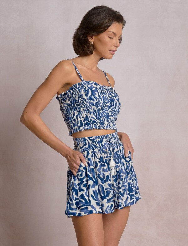 Top Crop Elastizado Estampado AZUL/MULTI
