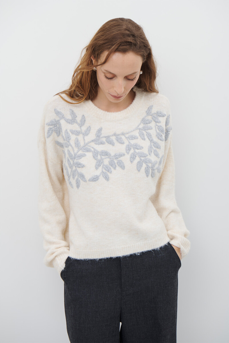 BUZO BORDADO FLOR NATURAL