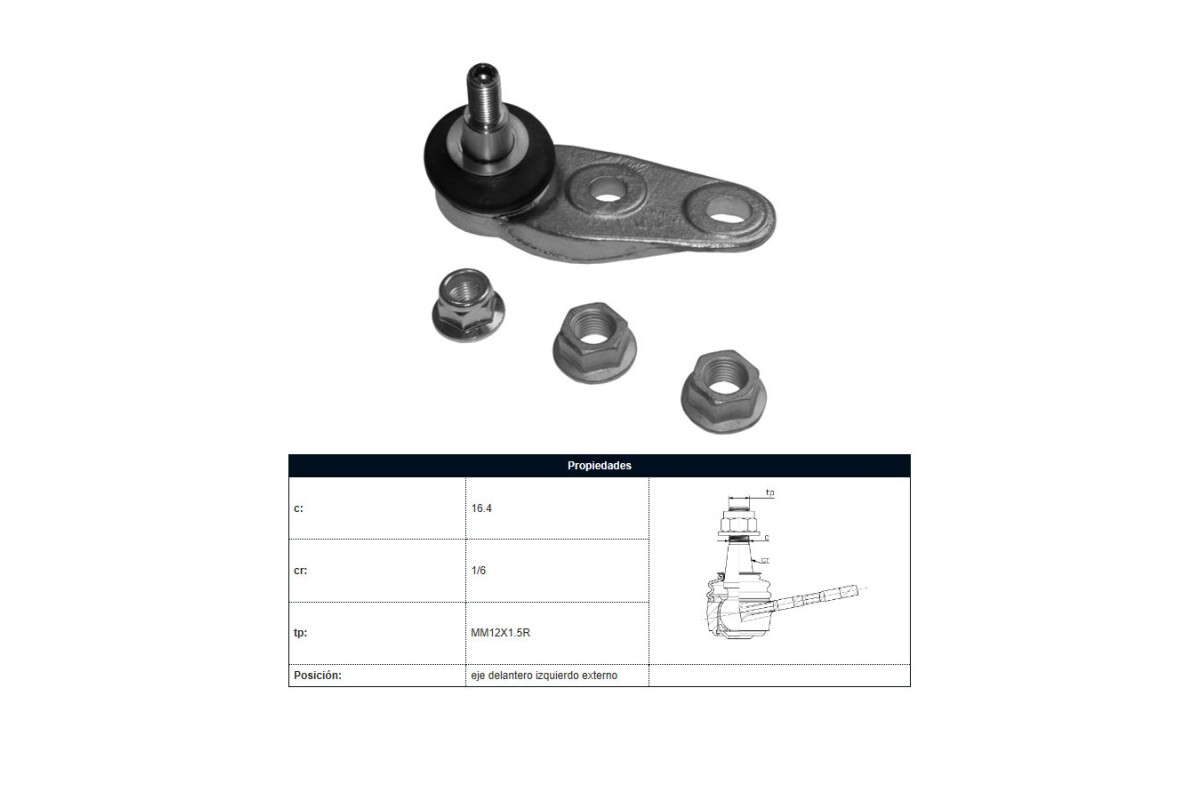 Rotula Del Mini Clubman Cooper S (R55)/Cooper (R56)/Cooper S (R56) 08-15 Izq Rotula Del Mini Clubman Cooper S (R55)/Cooper (R56)/Cooper S (R56) 08-15 Izq