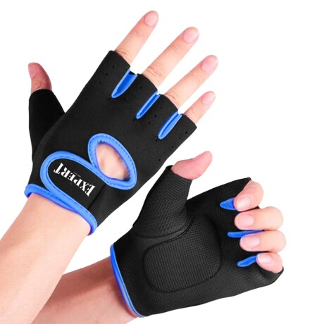 Guantes De Neopreno Mancuerna Barra Pesas Gym Fitness Azul