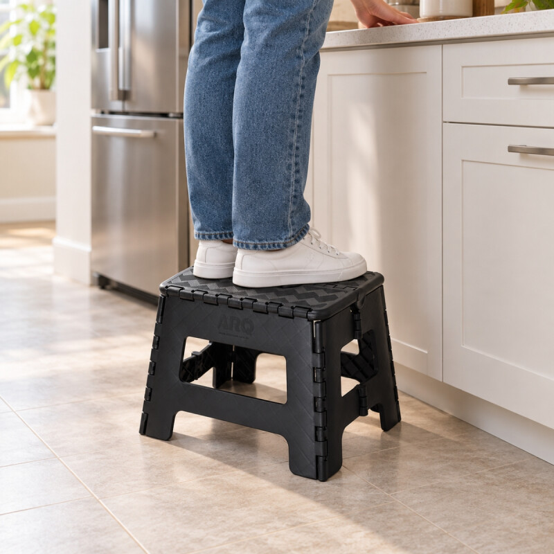 Banqueta plegable negra 34 cm NEGRO