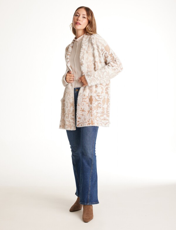 Cardigan Mohair Arabescos BEIGE/MULTI