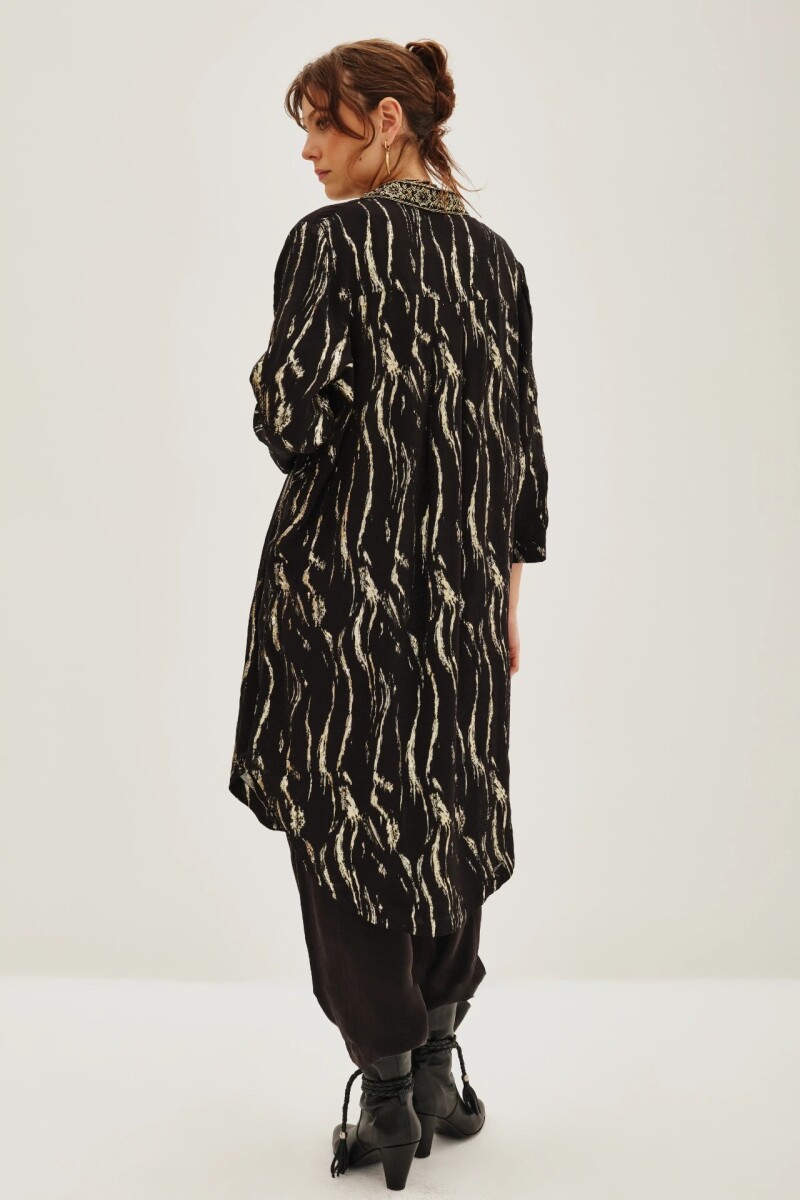 Kimono Jacquard Cebra Lurex Negro