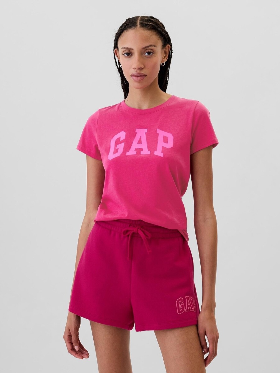 Remera Logo Gap Manga Corta Mujer - Bright Beet 