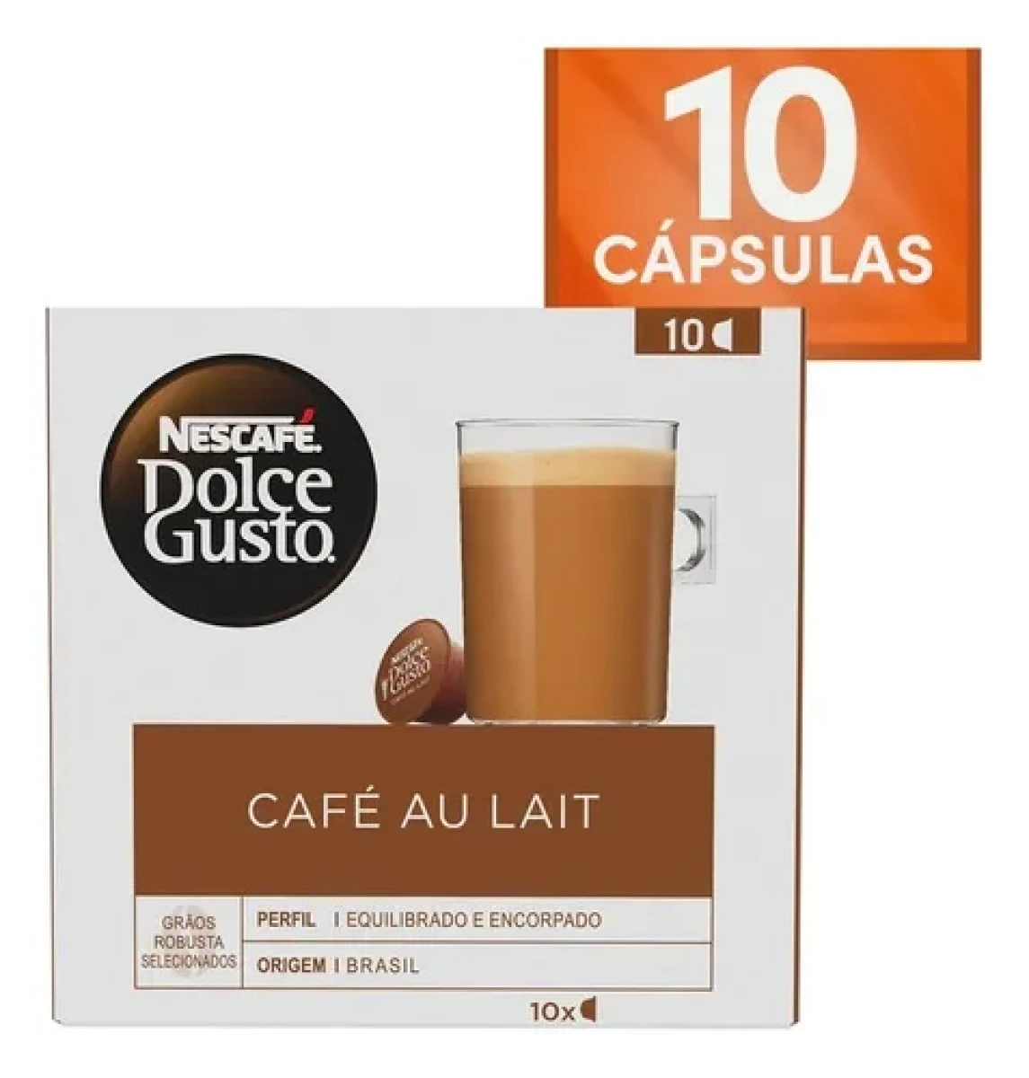 CAPSULAS DOLCE GUSTO NESCAFE CAFE AU LAITE X 10 EQUILIBRADO ENCORPADO 