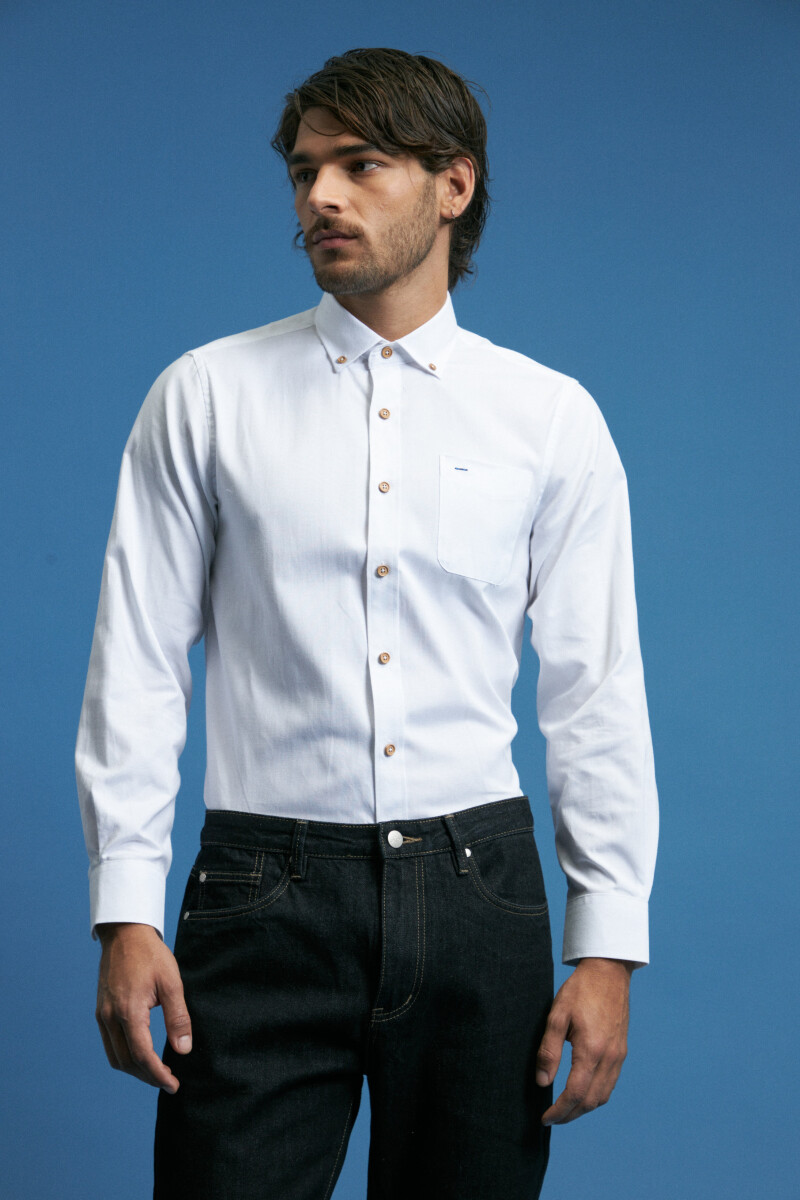 CAMISA HARRINGTON LABEL - Blanco 